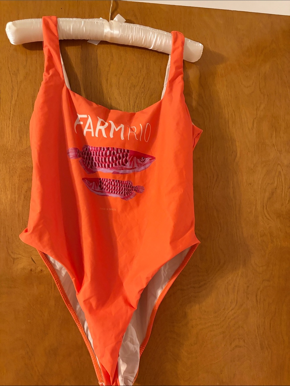 FARM Rio Neon Orange One-Piece Swimsuit with Pink Fish Print